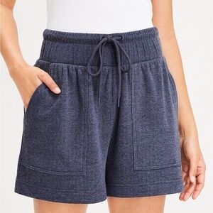 Lou & Grey Cozy Cotton Terry Super Soft High Waisted Navy Shorts Loungewear Sz S